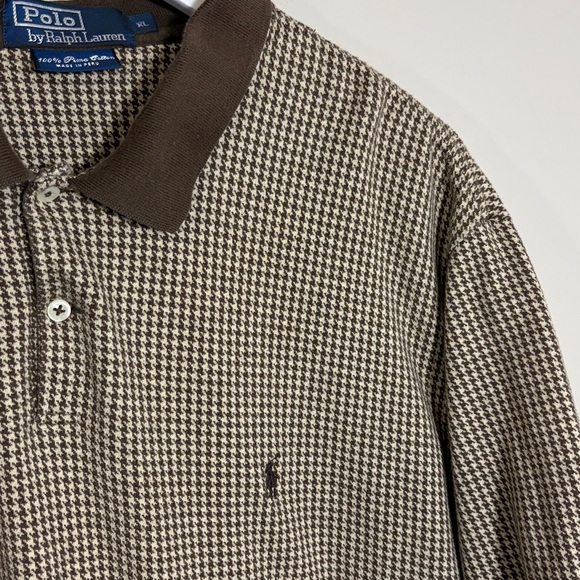 Polo Ralph Lauren Gun Club Check Polo In Brown Mens Vintage Pima Cotton Size XL